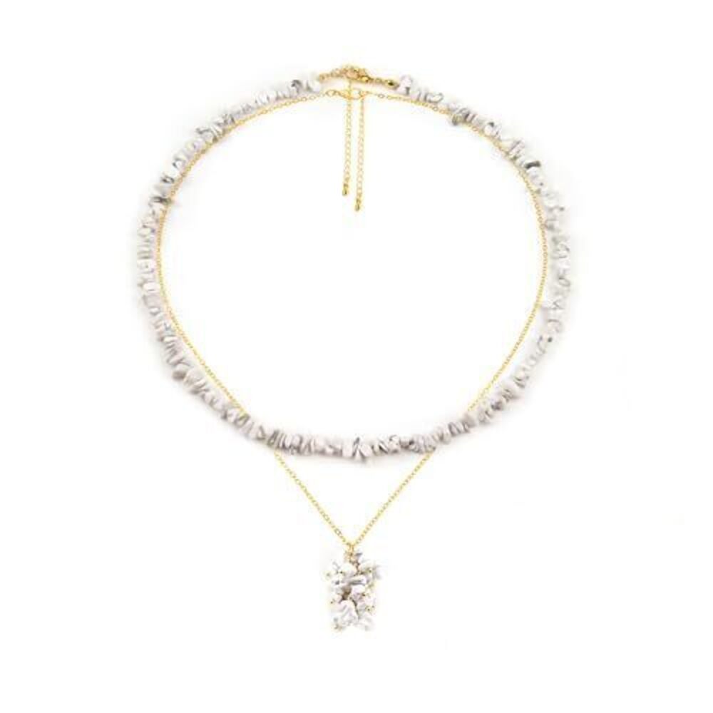 9510 Howlite Necklace Beaded Necklaces Handmade Natural Stone Raw Crystal